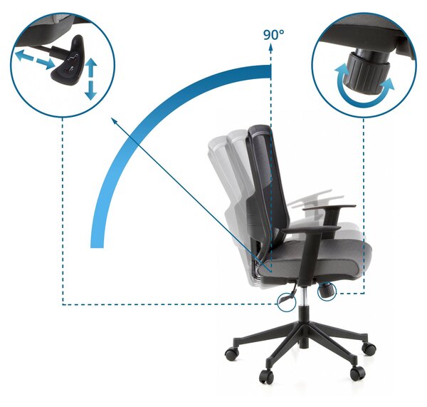 Sedia da ufficio / sedia direzionale Lavita mesh nero / grigio