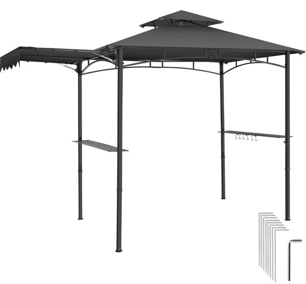 Gazebo per barbecue Maracaibo®️ con tenda da sole, doppio tetto resistente alle intemperie, protezione UV, 316x150x250 cm, antracite