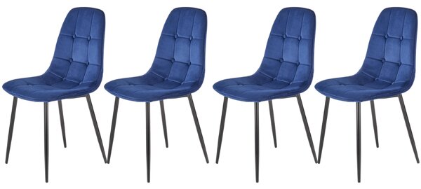 Set di 4 sedie K417 in velluto blu navy