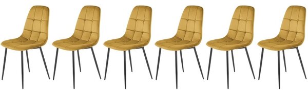 Set di 6 sedie K417 in velluto senape