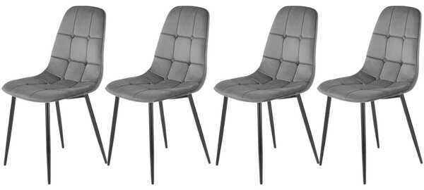 Set di 4 sedie K417 in velluto grigio