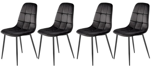 Set di 4 sedie K417 in velluto nero