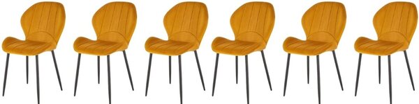 Set di 6 sedie K538 in velluto senape