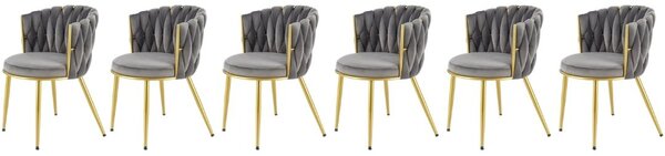 Set di 6 sedie K517 velluto grigio/oro