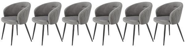 Set di 6 sedie K430 in velluto grigio