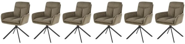 Set di 6 sedie girevoli in tessuto K536 oliva