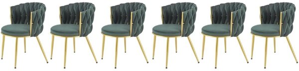 Set di 6 sedie K517 velluto verde/oro