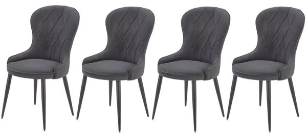 Set di 4 sedie K366 in velluto grigio