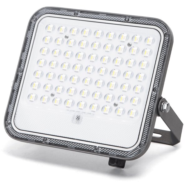 Faro Led 100W Grigio con pannello solare IP66 RGB + Bianco freddo 6500K Dimmerabile con telecomando e con sensore crepuscolare Aigostar