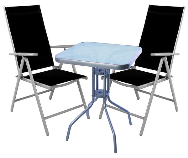 Set da bistrot, set da bistrot 3 pezzi, grigio argento / nero
