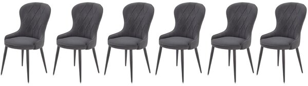Set di 6 sedie K366 in velluto grigio