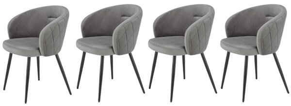 Set di 4 sedie K430 in velluto grigio