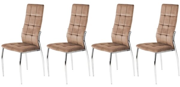 Set di 4 sedie K416 in velluto beige