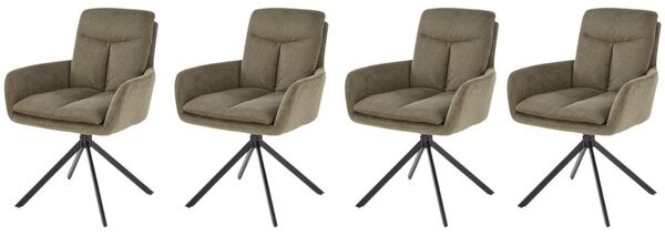 Set di 4 sedie girevoli in tessuto K536 oliva
