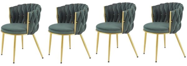 Set di 4 sedie K517 velluto verde/oro