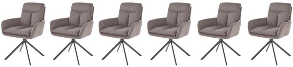 Set di 6 sedie girevoli K536 in tessuto grigio