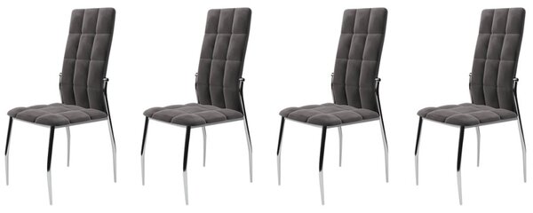 Set di 4 sedie K416 in velluto grigio
