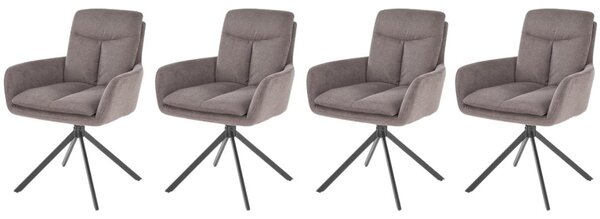 Set di 4 sedie girevoli K536 in tessuto grigio