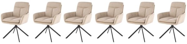 Set di 6 sedie girevoli K536 in tessuto beige