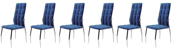 Set di 6 sedie K416 in velluto blu navy