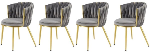 Set di 4 sedie K517 velluto grigio/oro