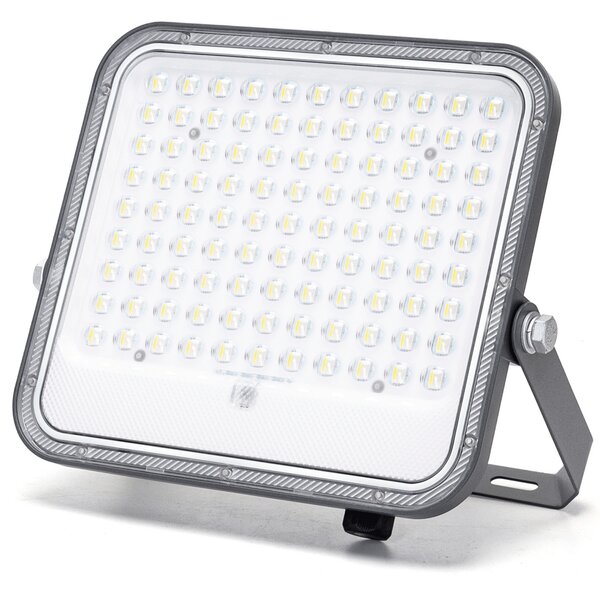 Faro Led 150W Grigio con pannello solare IP66 RGB + Bianco freddo 6500K Dimmerabile con telecomando e con sensore crepuscolare Aigostar
