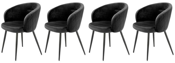 Set di 4 sedie K430 in velluto nero