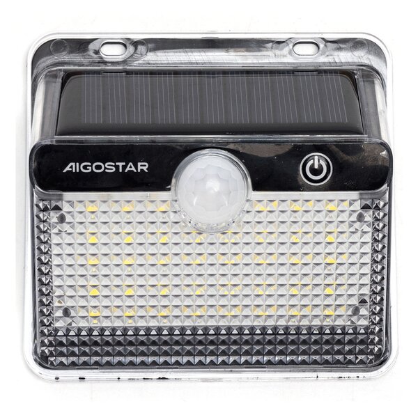 Applique Led 20W Nero con pannello solare IP65 Bianco freddo 6500K con sensore crepuscolare e di movimento Aigostar