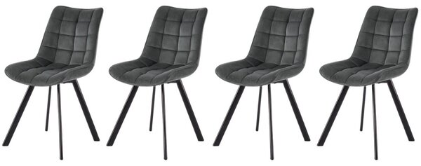 Set di 4 sedie K332 in velluto grigio