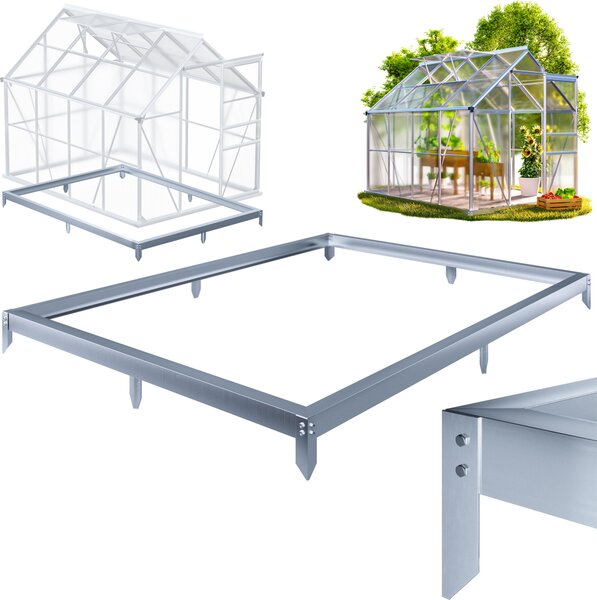 GARDEBRUK® Fondazione per serra 250x190cm base in acciaio zincato Fondazione in acciaio Telaio della serra incl. materiale di montaggio Ancoraggio a terra