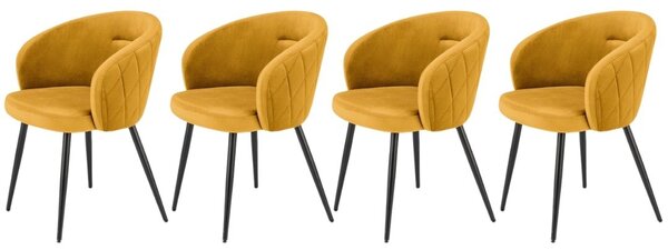 Set di 4 sedie K430 in velluto senape