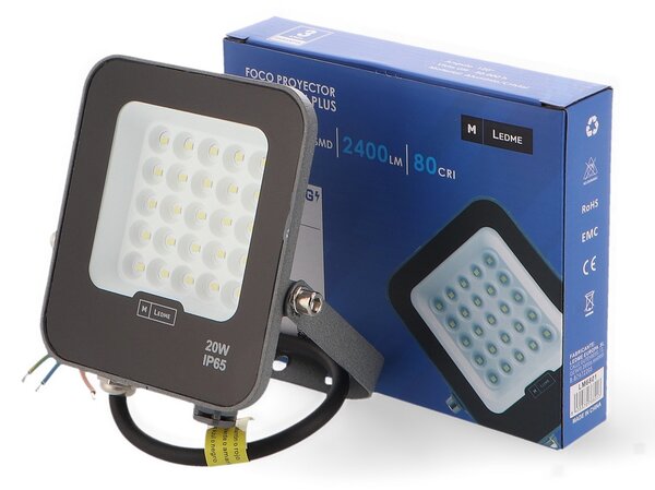 Faro proiettore Led 20W Nero da esterno IP65 Bianco freddo 6000K M LEDME
