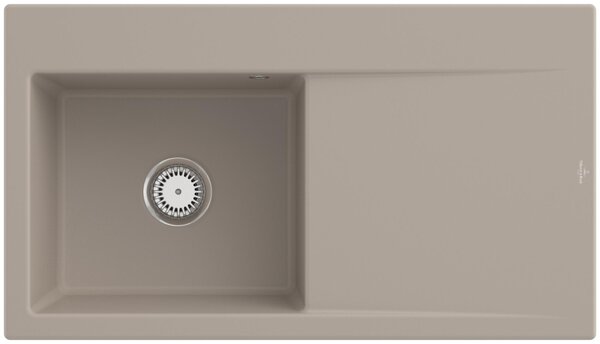 Lavello Villeroy&Boch con sgocciolatoio a sinistra, Subway Style 50 Almond 90x51cm, Vetroceramica, funzionamento manuale