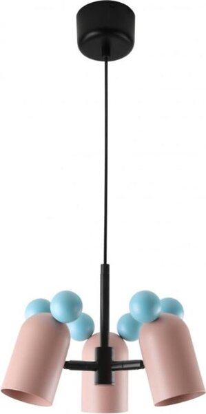 GTV - Lampada a sospensione MOUSE - max.250V, 50/60Hz, 3*E27, max.25 W, IP20, media 30 cm, rosa - Lampada da soffitto