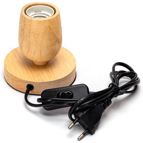 Portalampada da tavolo Cilindro con base in legno E27 100×100 mm Aigostar