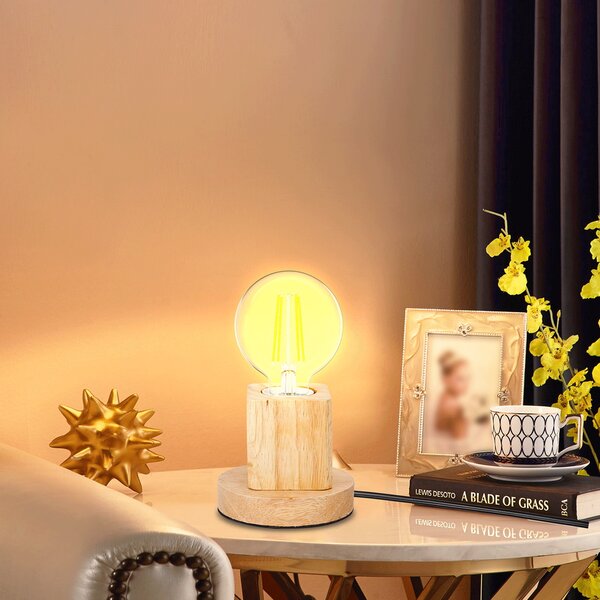 Portalampada da tavolo Cubo con base in legno E27 100×90 mm Aigostar