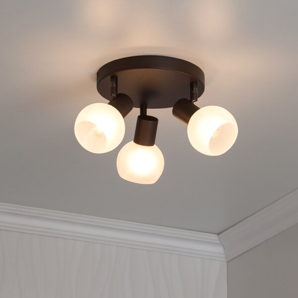 BRILLIANT Spotrondell Gabon | lampada da soffitto in stile rustico | metallo/vetro | marrone/bianco | orientabile | 3x E14 max. 40 W
