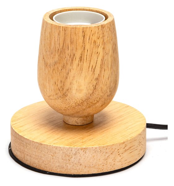 Portalampada da tavolo Cilindro con base in legno E27 100×100 mm Aigostar