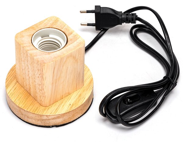 Portalampada da tavolo Cubo con base in legno E27 100×90 mm Aigostar
