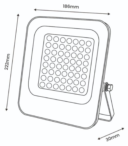 Faro proiettore Led Napoli Plus 50W Nero da esterno IP65 Bianco freddo 6000K M LEDME