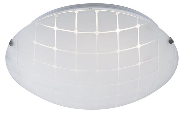 Lampada da soffitto a LED, cromata, con diffusore in vetro opalino, diametro 25 cm