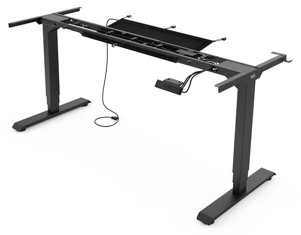 Telaio scrivania regolabile in altezza Yaasa Frame Essential, nero – 120 - 190 cm – 4 scomparti, indicatore di altezza, sensore di collisione, capacità di carico 125 kg