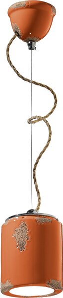 Lampada a sospensione in Vetroceramica E27 Ø 12,5 cm H: max. 114 cm Arancione Shabby Antica lampada rotonda in Vetroceramica vintage