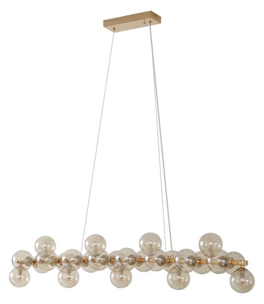 Lucande lampada a sospensione Naelen, oro/ambra, 125 cm, vetro, G9