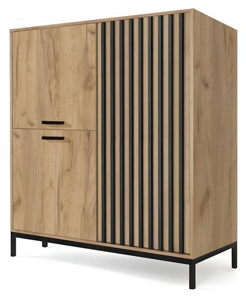Credenza Lamino KM-2 in rovere craft/nero