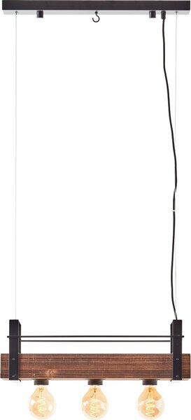 BRILLIANT Bankwood lampada a sospensione a 3 luci acciaio nero/legno 99540/46
