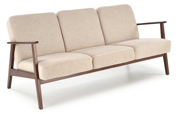 Divano a 3 posti Milano 3S in beige Castel15/noce scuro