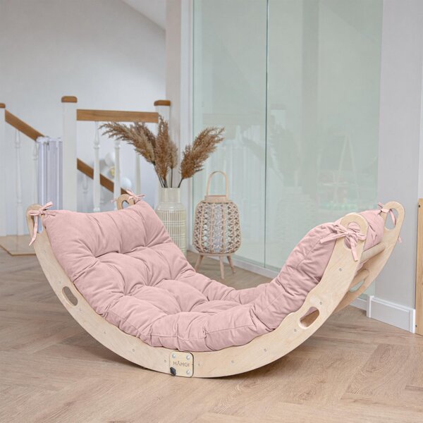 MAMOI® Arco da arrampicata con cuscini, cuscini per altalena arcobaleno, triangolo da arrampicata, arrampicata per bambini, arco in legno per bambini, parco giochi, struttura per arrampicata da interno