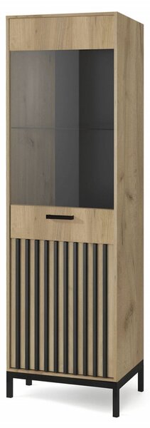Vetrina Lamino W-1 in rovere artigianale/nero