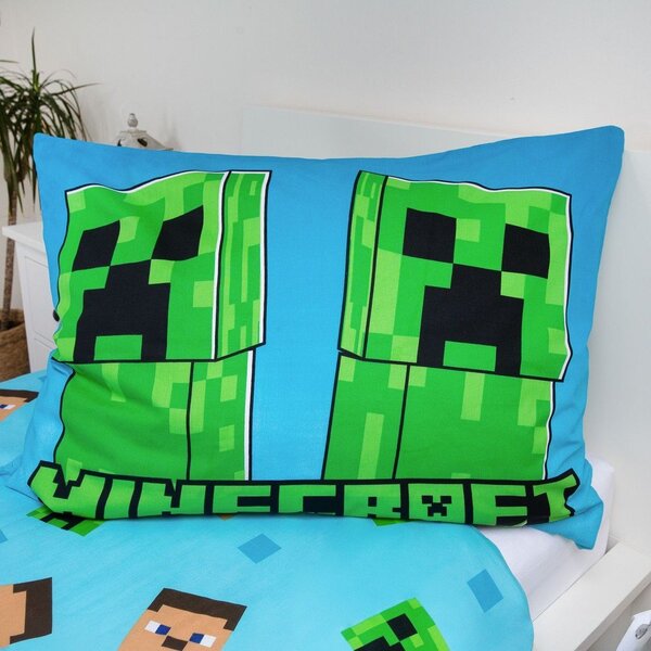 Biancheria da letto per bambini con effetto fosforescente in cotone per letto singolo 140x200 cm Minecraft "Jungle Fight" – Jerry Fabrics